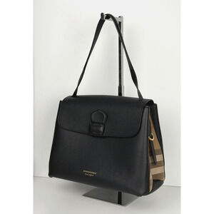 Burberry Camberley Medium Shoulder Bag Black Leather and Check Side Panels S